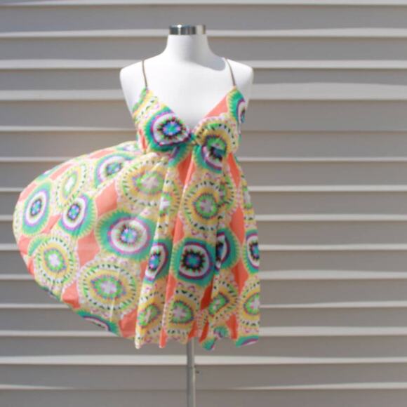 Ocean Drive Multicolor Vibrant Mandala Print Chiffon Dress Size Small - Picture 5 of 15